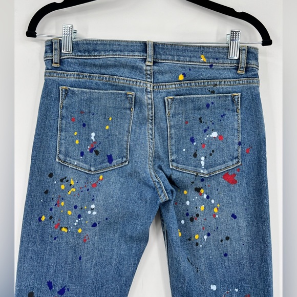 Alice + Olivia Joana Paint Splatter Skinny Jeans Stretch Pockets Zipper Size 26 - Picture 13 of 16